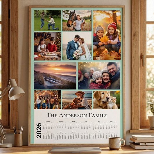 Persoonlijke fotherinneringcollage 2026 kalender poster