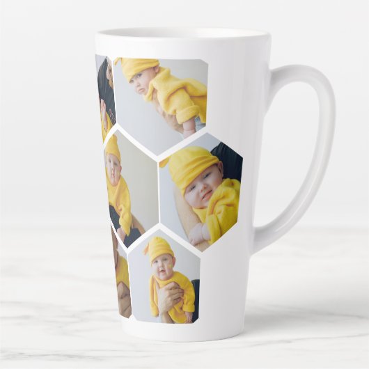 Persoonlijke foto 10 Hexagonal Sjabloon Latte Mok (Rechts)