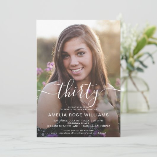 Persoonlijke foto 30th Birthday Party Derty Kaart (Staand voorkant)