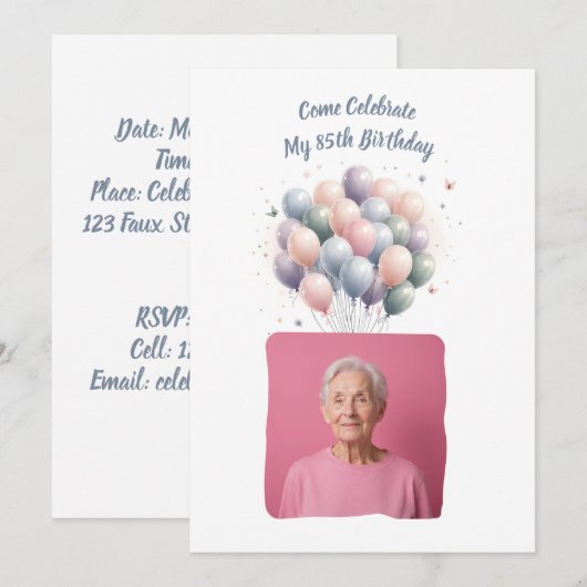 Persoonlijke foto 85 jaar aangepast kaart (Voorkant / Achterkant)