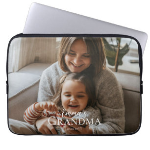 Persoonlijke foto & aangepaste tekst Oma sinds - Laptop Sleeve