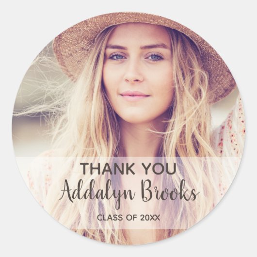 Persoonlijke foto Afstuderen Dank u Ronde Sticker (Voorkant)