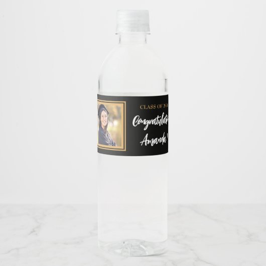 Persoonlijke foto afstuderen waterfles etiket (Voorkant)
