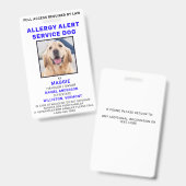 Persoonlijke Foto Allergen Alert Servicehond Badge (Voor- en achterkant)