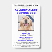 Persoonlijke Foto Allergen Alert Servicehond Badge (Voorzijde)