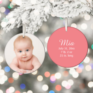 Persoonlijke foto baby geboorteaankondiging datum keramisch ornament
