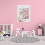 Persoonlijke foto Baby Girl Pink Floral Bunny Imitatie Canvas Print<br><div class="desc">Een fijn waterverf konijntje met een mand accent op je favoriete foto voor dit schattige nepwandcanvas. Zachte pastelkleurbloemen overal. Ideaal voor babymeisjescrèche of voor elk decor thuis.</div>