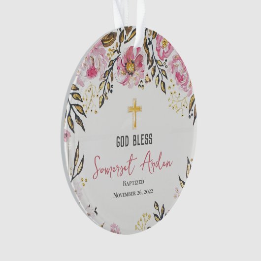 Persoonlijke foto-baptisme kerstversiering ornament (voorkant)