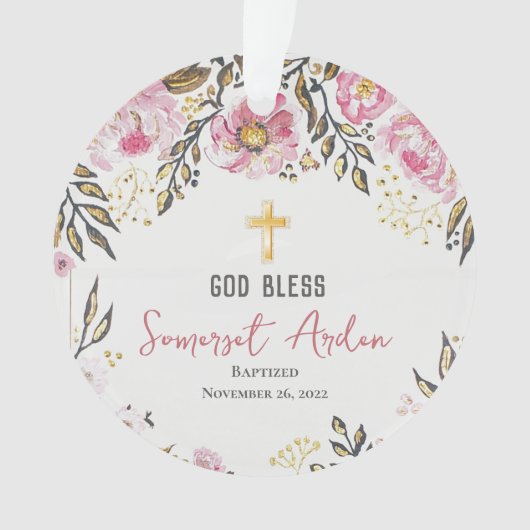 Persoonlijke foto-baptisme kerstversiering ornament (voorkant)