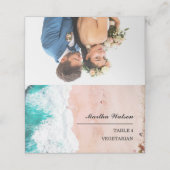 Persoonlijke foto Beach Wedding Name Plaatskaartje (Buitenkant ongevouwen)