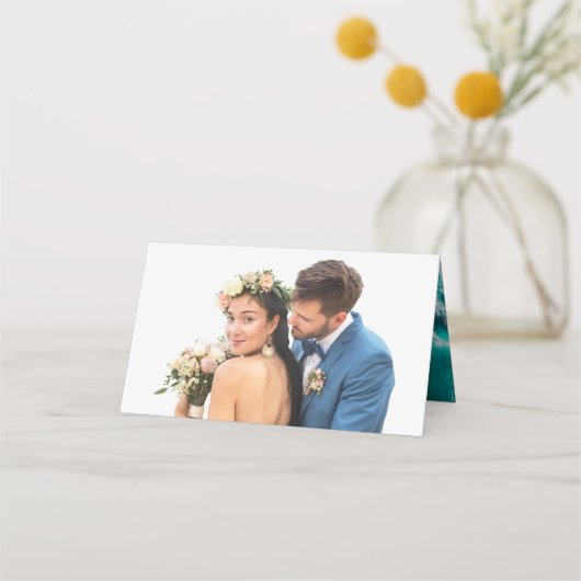 Persoonlijke foto Beach Wedding Name Plaatskaartje (Achterkant)