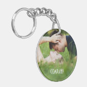 Persoonlijke foto, bedrijfsnaam sleutelhanger (Voorkant Links)