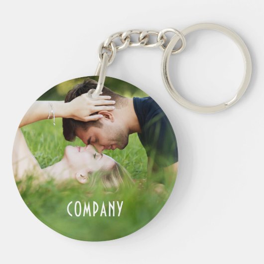 Persoonlijke foto, bedrijfsnaam sleutelhanger (Achterkant)