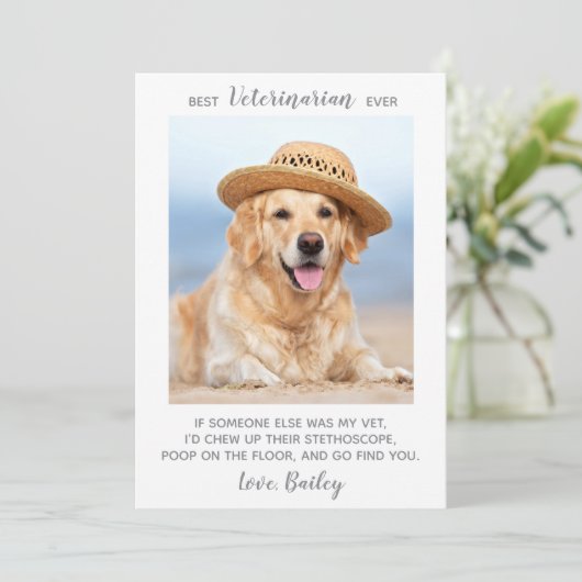 Persoonlijke foto beste dierenarts ooit bedankkaart (Staand voorkant)