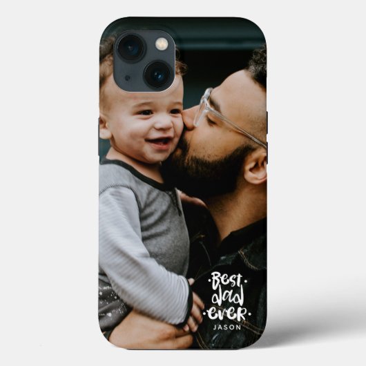 Persoonlijke foto Beste papa ooit naamoverlay Case-Mate iPhone Case (Achterkant)