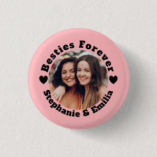 Persoonlijke foto beste vrienden BFF roze Ronde Button 3,2 Cm