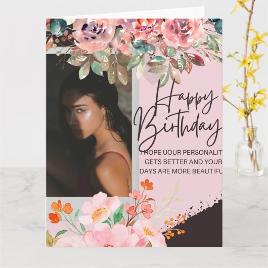 Persoonlijke foto Birthday Briefkaart (Gele Bloem)