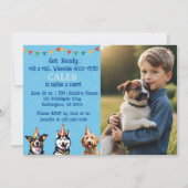 Persoonlijke foto blauwe puppy-hond verjaardag kaart (Voorkant)