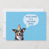 Persoonlijke foto blauwe puppy-hond verjaardag kaart (Achterkant)