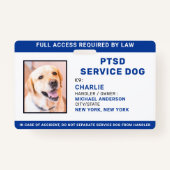 Persoonlijke foto Blue White PTSD Service Dog ID Badge (Voorkant)