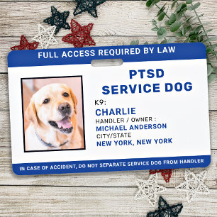 Persoonlijke foto Blue White PTSD Service Dog ID Badge