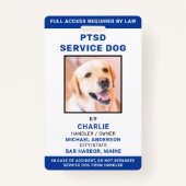Persoonlijke foto Blue White PTSD Service Dog ID Badge (Voorkant)
