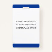 Persoonlijke foto Blue White PTSD Service Dog ID Badge (Achterkant)