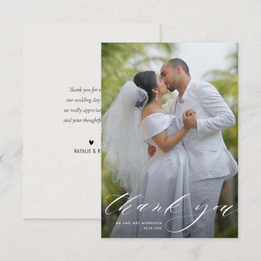 persoonlijke foto bruiloft bedankt je kaart (Voorkant / Achterkant)
