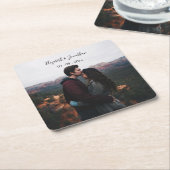 Persoonlijke foto-bruiloft kartonnen onderzetters (Schuin)