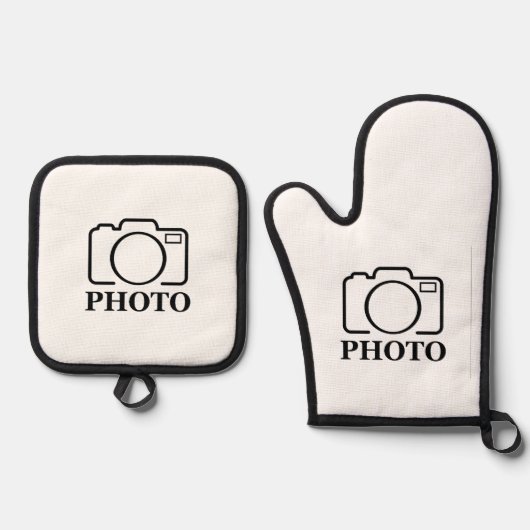 Persoonlijke Foto Bruiloft Modern Liefelijk Elégan Ovenwant & Pannenlap Set (Voorkant)