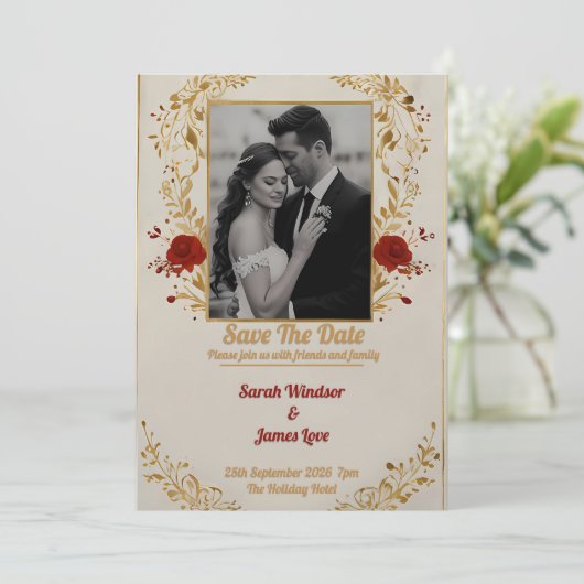 Persoonlijke foto bruiloft uitnodiging (Staand voorkant)