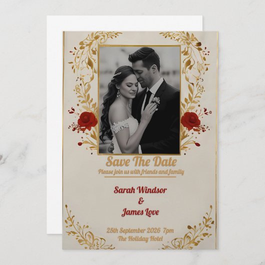 Persoonlijke foto bruiloft uitnodiging (Voorkant / Achterkant)