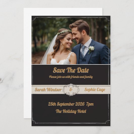 Persoonlijke foto bruiloft uitnodiging (Voorkant / Achterkant)