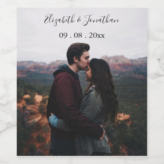 Persoonlijke foto-bruiloft wijn etiket (Enkel label)