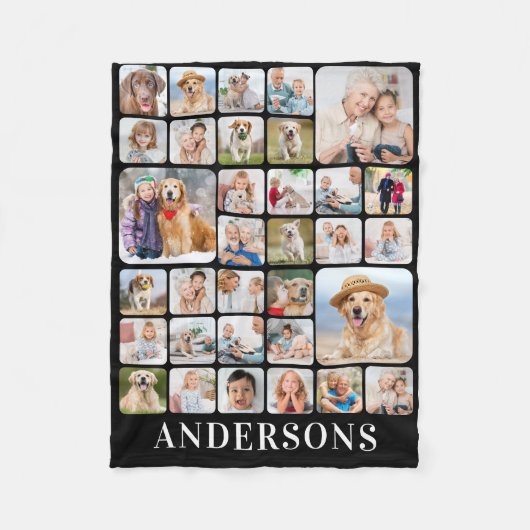Persoonlijke foto Collage 33 Afbeelding zwart Fleece Deken (Voorkant)