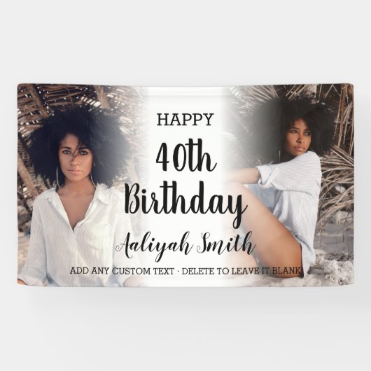Persoonlijke foto Collage 40th Birthday Party Spandoek (Horizontaal)