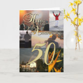 Persoonlijke foto Collage 50e Jubileum Kaart (Gele Bloem)
