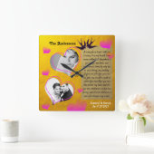Persoonlijke foto Collage Golden Wedding Clock Vierkante Klok (Huis)