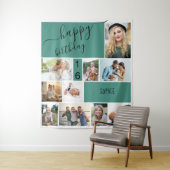 Persoonlijke foto collage groen elke leeftijd 10 wandkleed (In situ)