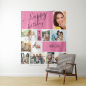 Persoonlijke foto collage roze elke leeftijd 10 wandkleed (In situ)