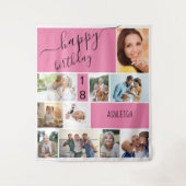 Persoonlijke foto collage roze elke leeftijd 10 wandkleed (Voorkant)