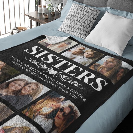 Persoonlijke foto collage van zusters fleece deken