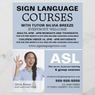 Persoonlijke foto, cursus gebarentaal flyer