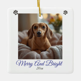 Persoonlijke foto dachshund vrolijk & fel personal keramisch ornament