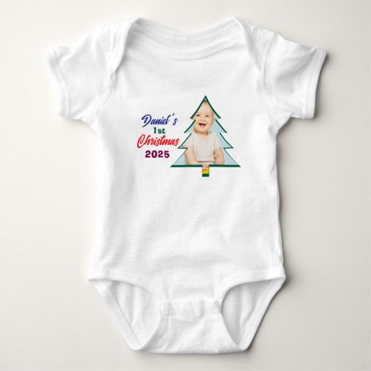 Persoonlijke foto Daniel's 1e Kerstboom Romper (Voorkant)