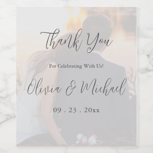 Persoonlijke foto Dank je huwelijk Wijn Etiket (Enkel label)