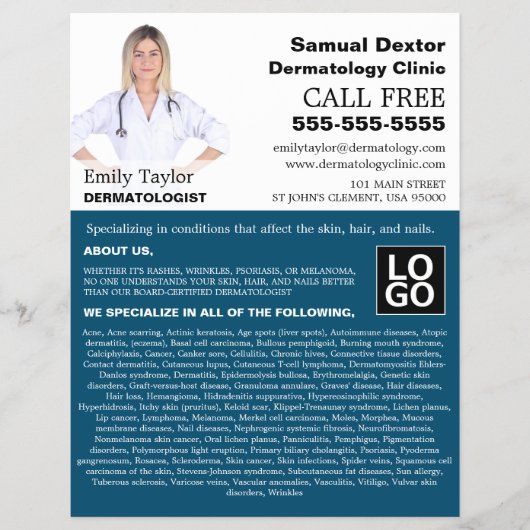 Persoonlijke foto, dermatoloog Dermatology Flyer (Voorkant)