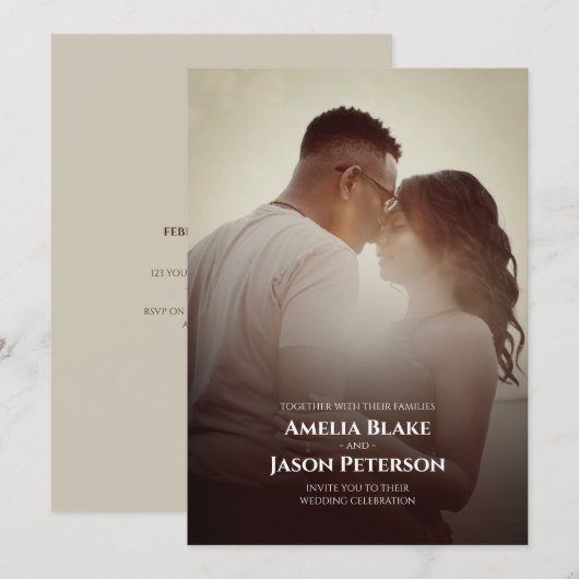 Persoonlijke foto | Eenvoudige bruiloft Kaart (Voorkant / Achterkant)