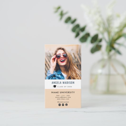 persoonlijke foto-elegant afstuderen invoegen visitekaartje (Staand voorkant)