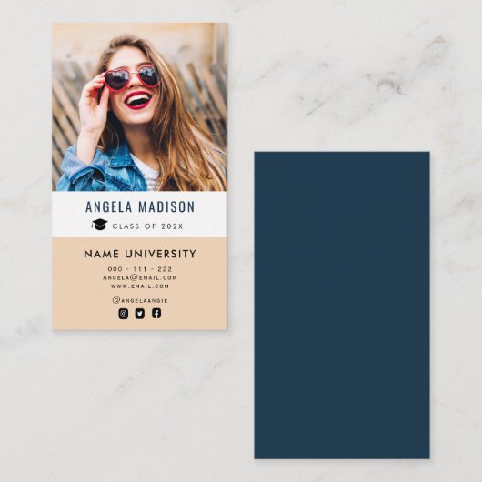 persoonlijke foto-elegant afstuderen invoegen visitekaartje (Voorkant / Achterkant)